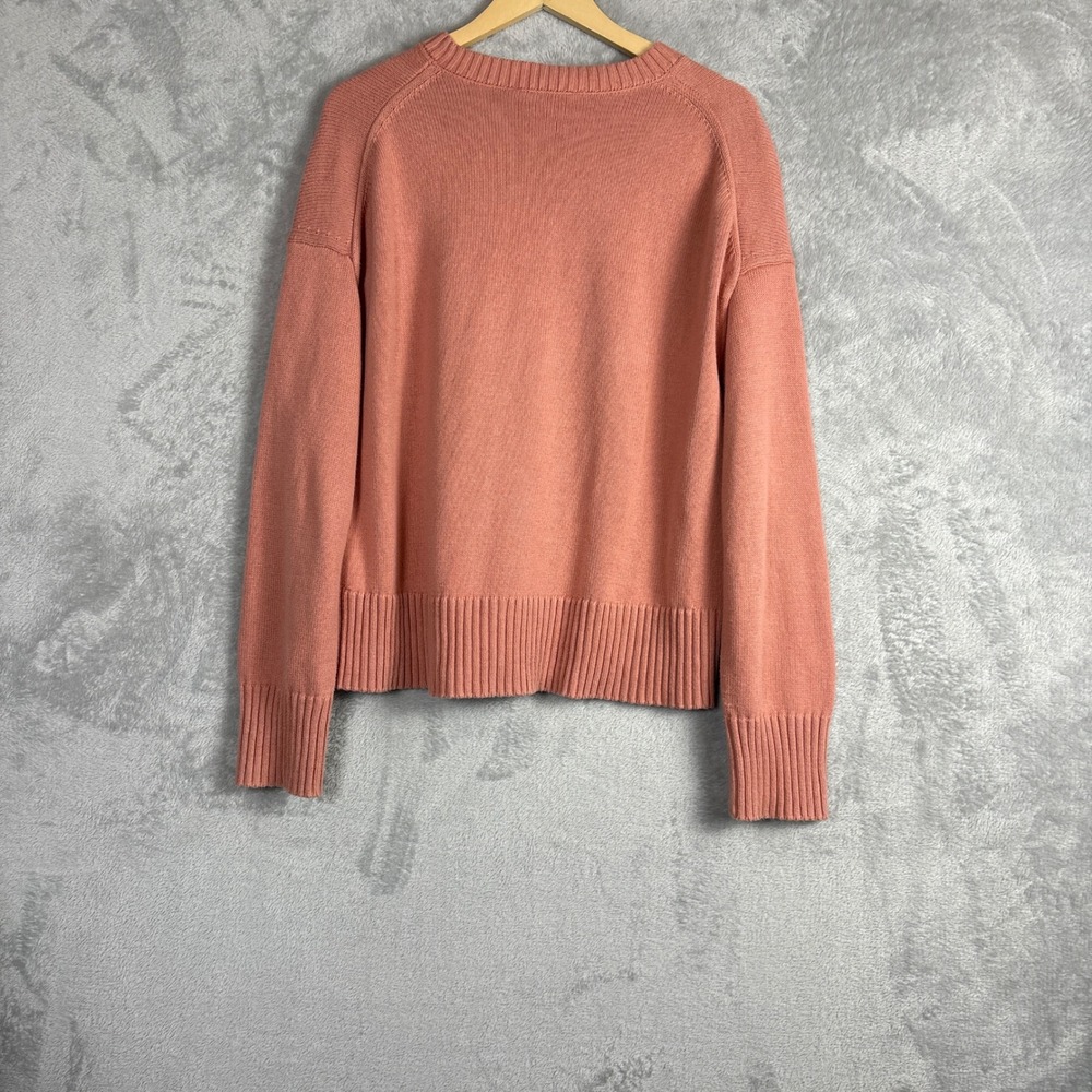 Everlane Crewneck Sweater Organic Cotton Medium Pink Clay Raglan Knit Minimalist